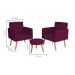 Conjunto com 2 Poltronas e 1 Puff Dallas Veludo Marsala