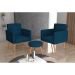 Conjunto com 2 Poltronas e 1 Puff Dallas Veludo Petróleo