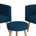 Conjunto com 2 Poltronas e 1 Puff Dallas Veludo Petróleo