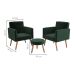 Conjunto com 2 Poltronas e 1 Puff Dallas Veludo Verde