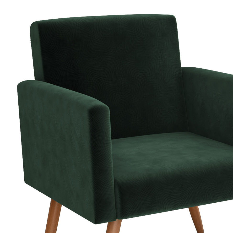 Conjunto com 2 Poltronas e 1 Puff Dallas Veludo Verde