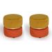 Conjunto com 2 Puffs Round Rainbown Veludo Ouro e Laranja