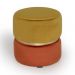 Conjunto com 2 Puffs Round Rainbown Veludo Ouro e Laranja