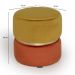 Conjunto com 2 Puffs Round Rainbown Veludo Ouro e Laranja