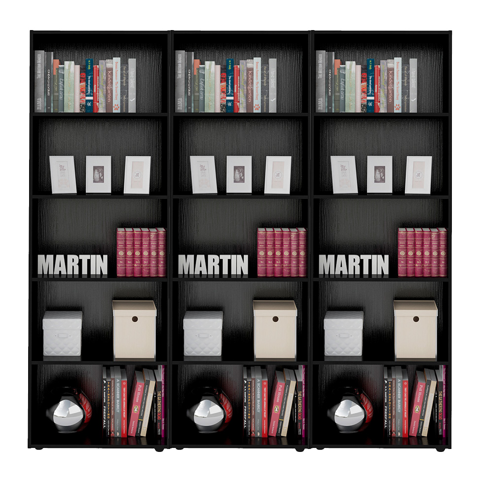 Conjunto com 3 Estantes Multy Preto