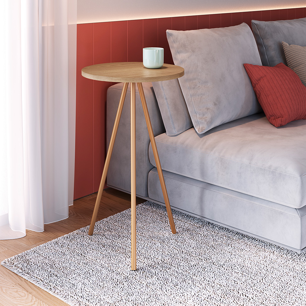 Conjunto com 3 Mesas Laterais Neão Hanover e Dourado