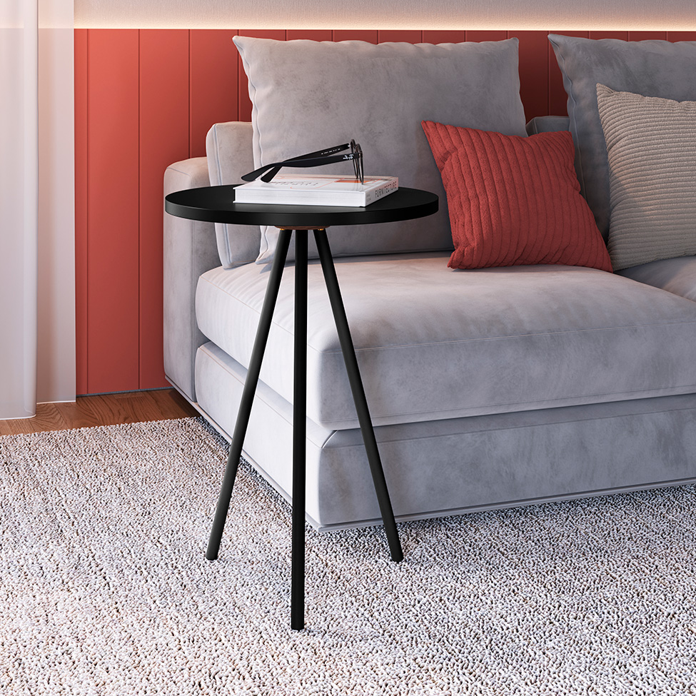 Conjunto com 3 Mesas Laterais Neão Preto