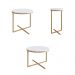 Conjunto com 3 Mesas Redondas Volpi Branco e Dourado