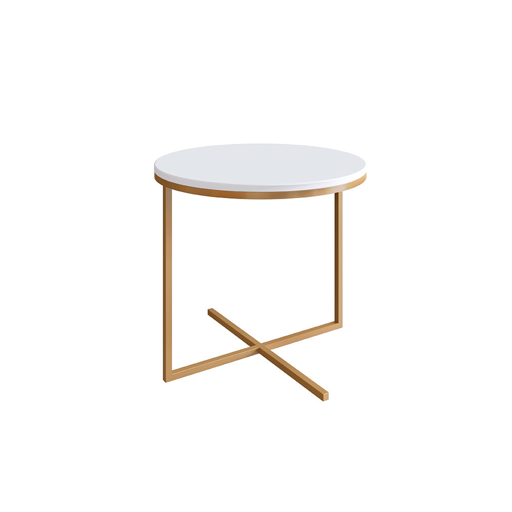 Conjunto com 3 Mesas Redondas Volpi Branco e Dourado