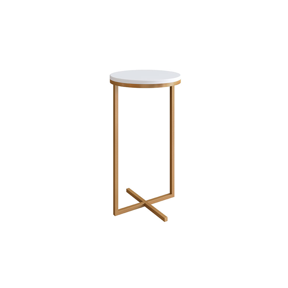 Conjunto com 3 Mesas Redondas Volpi Branco e Dourado