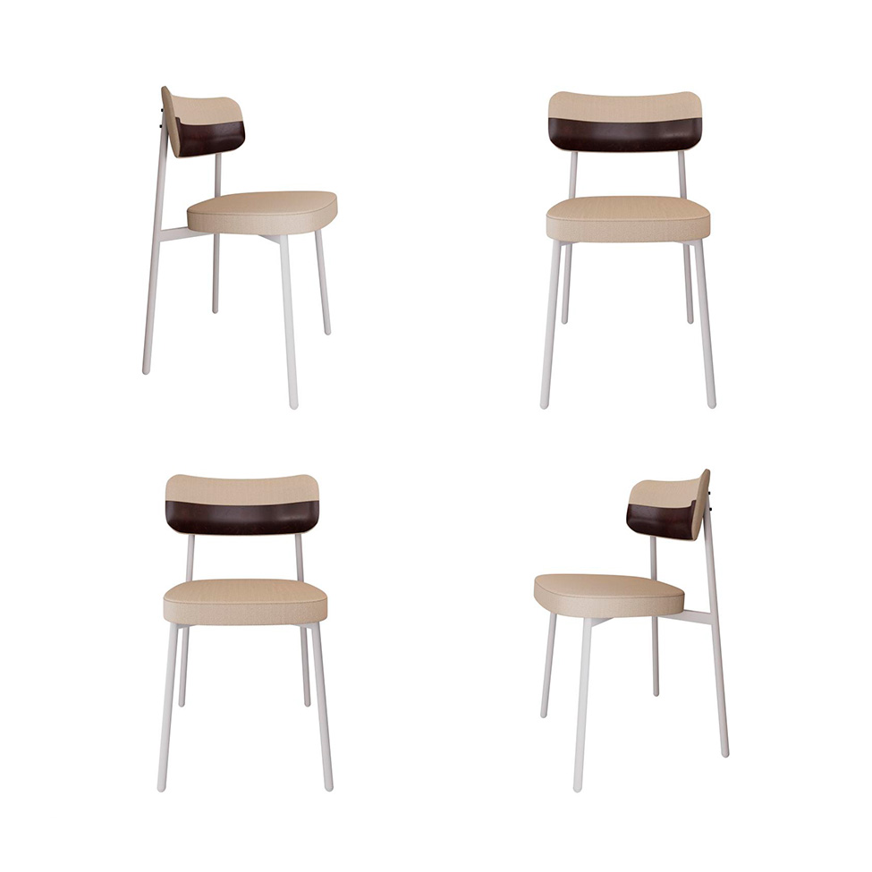 Conjunto com 4 Cadeiras Alloa Polipropileno Areia e Café