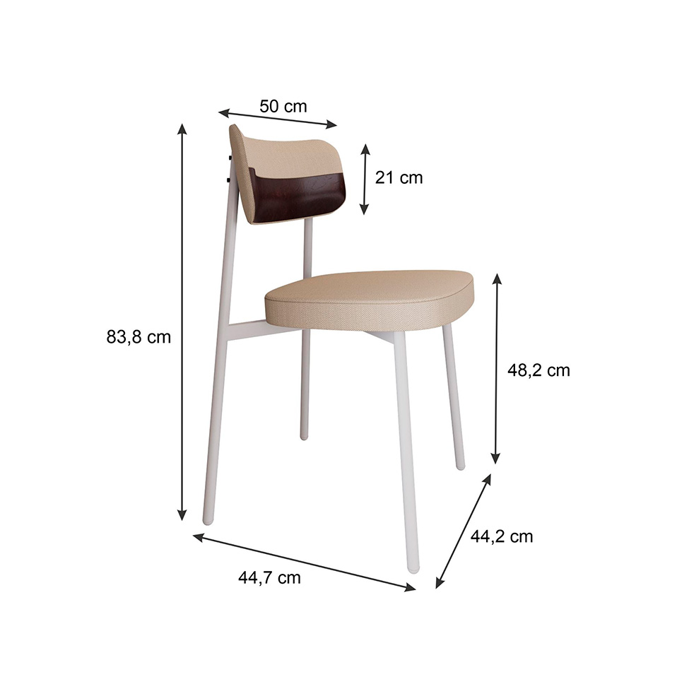 Conjunto com 4 Cadeiras Alloa Polipropileno Areia e Café
