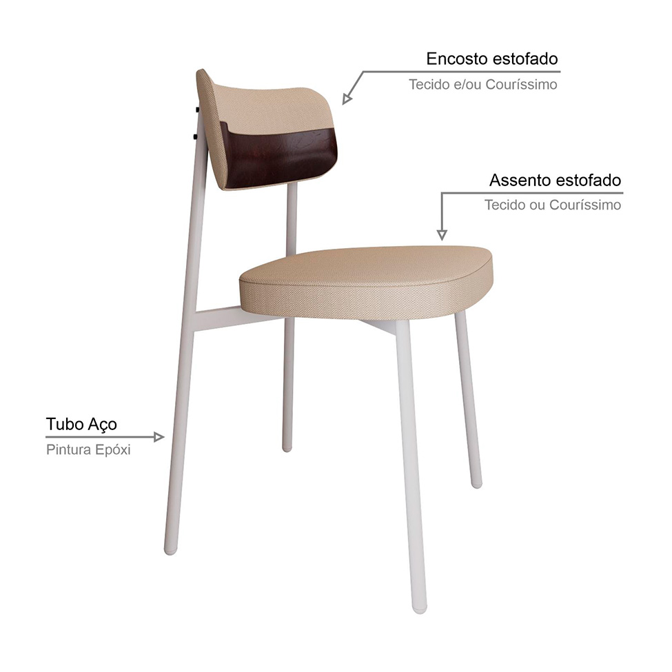 Conjunto com 4 Cadeiras Alloa Polipropileno Areia e Café
