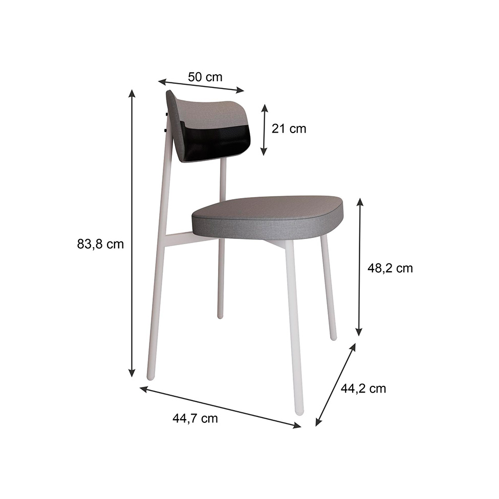 Conjunto com 4 Cadeiras Alloa Polipropileno Cinza Claro e Preto