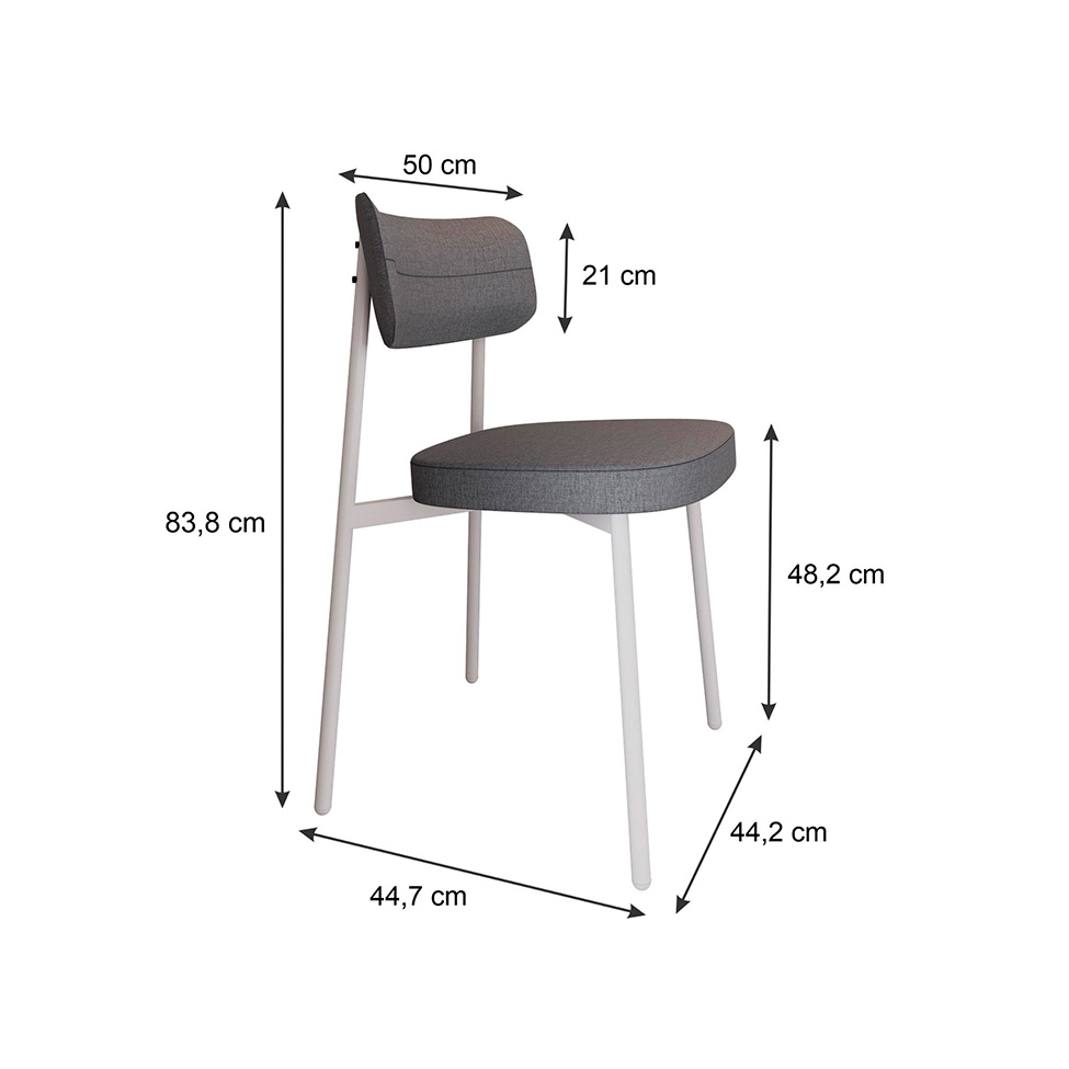 Conjunto com 4 Cadeiras Alloa Polipropileno Cinza e Branco