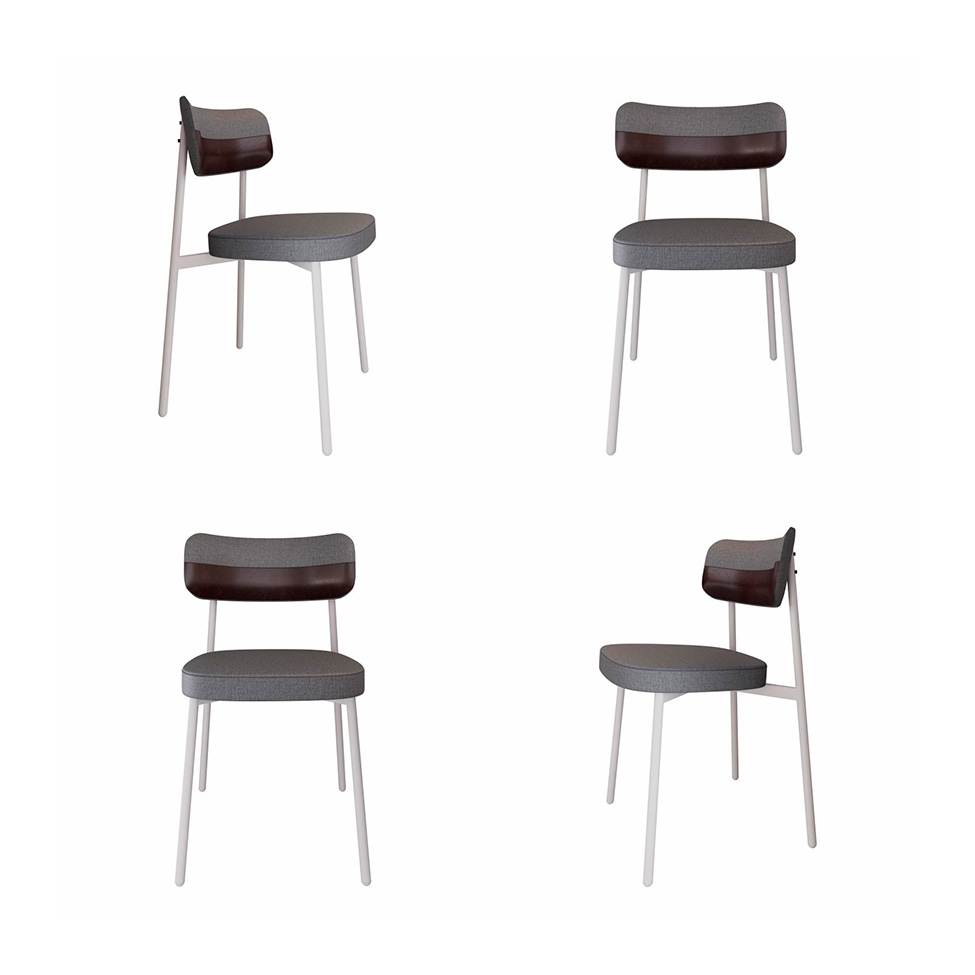 Conjunto com 4 Cadeiras Alloa Polipropileno Cinza e Café