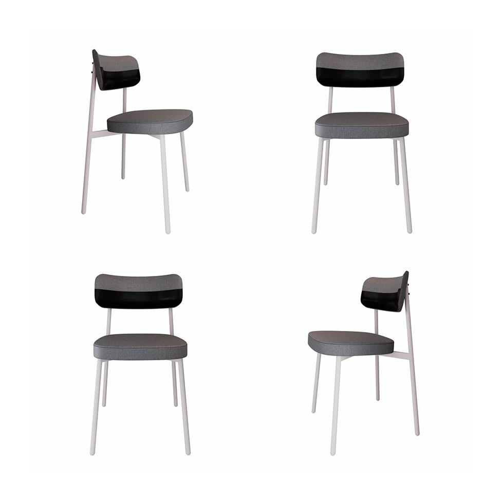Conjunto com 4 Cadeiras Alloa Polipropileno Cinza e Preto