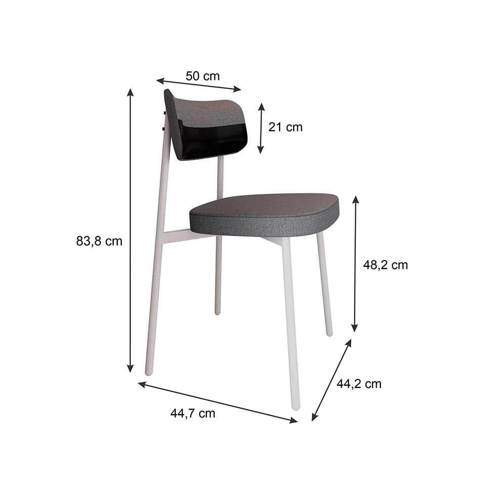 Conjunto com 4 Cadeiras Alloa Polipropileno Cinza e Preto