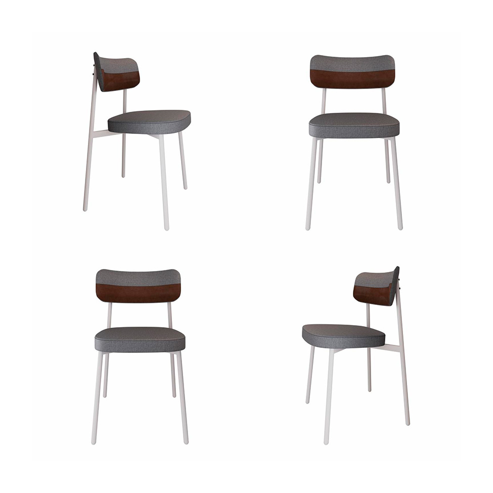 Conjunto com 4 Cadeiras Alloa Polipropileno Cinza e Whisky