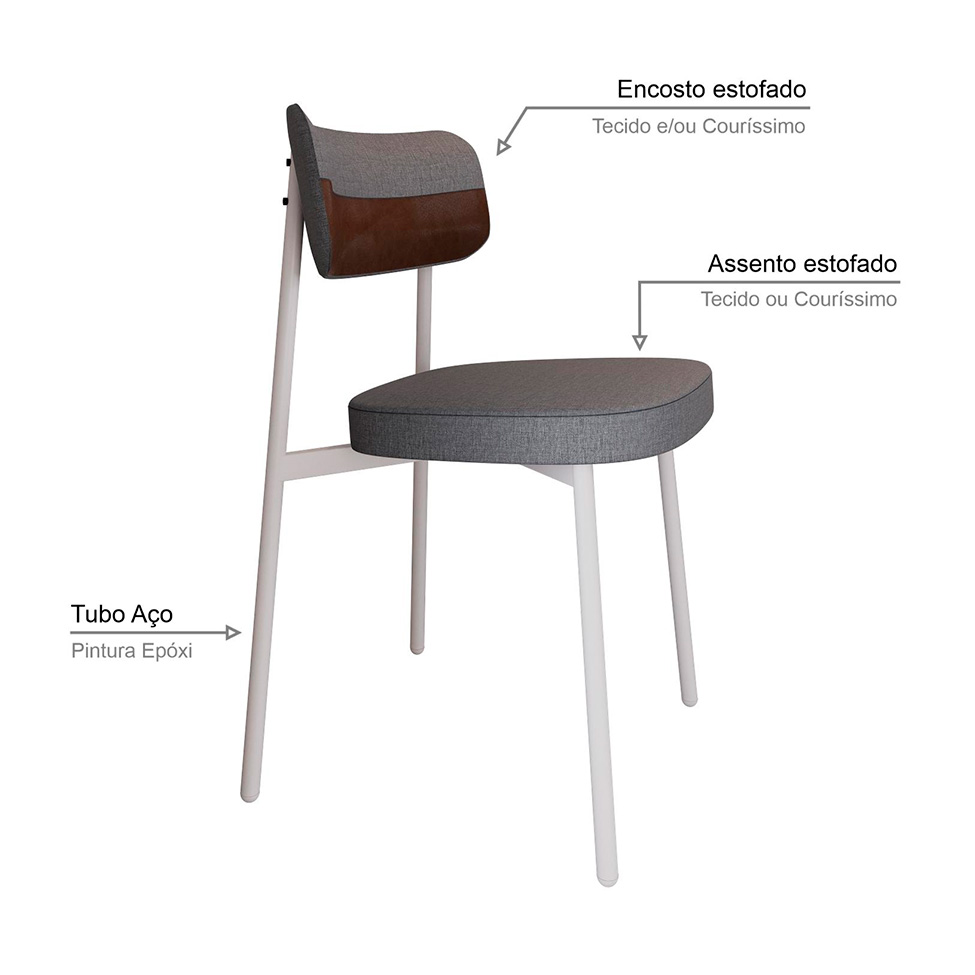 Conjunto com 4 Cadeiras Alloa Polipropileno Cinza e Whisky