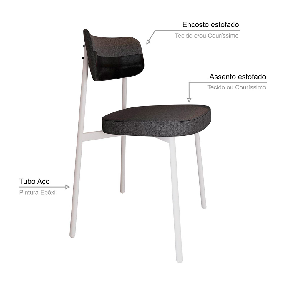 Conjunto com 4 Cadeiras Alloa Polipropileno Grafite e Preto