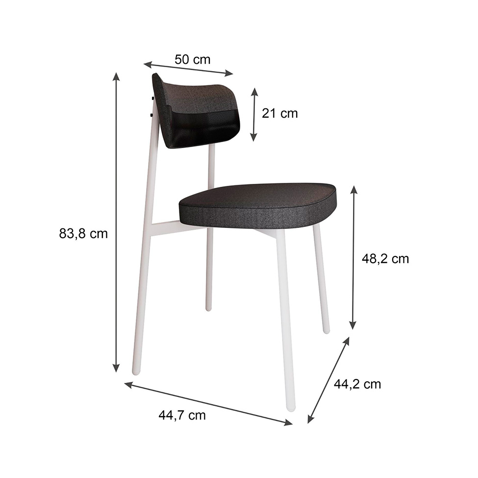 Conjunto com 4 Cadeiras Alloa Polipropileno Grafite e Preto