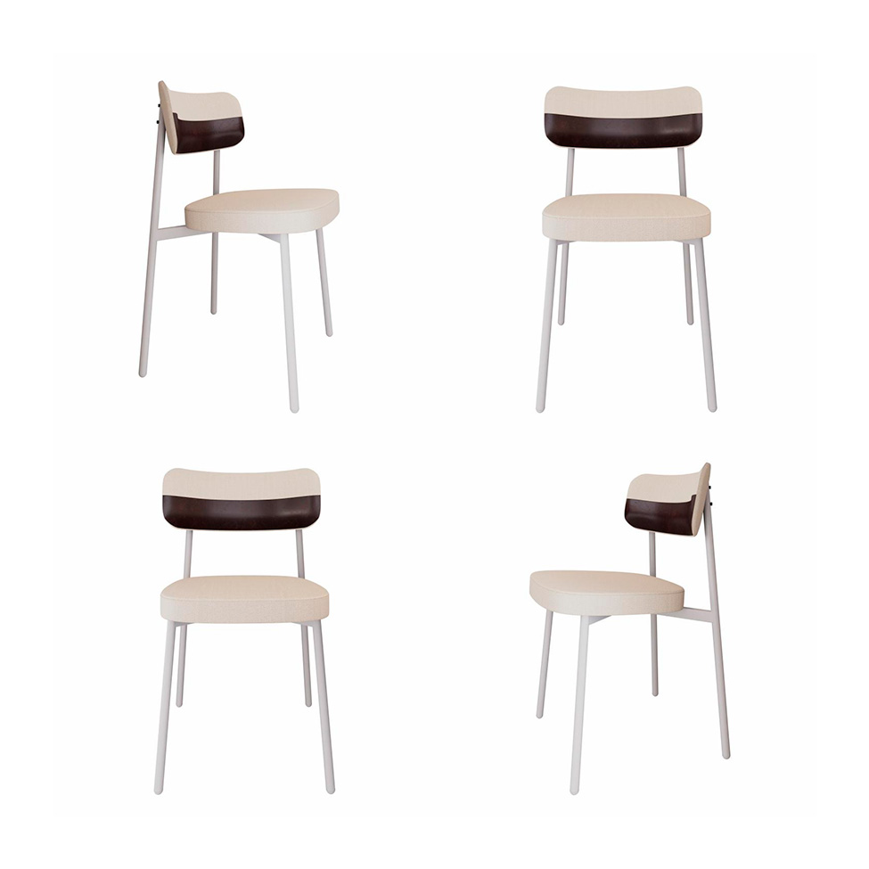 Conjunto com 4 Cadeiras Alloa Polipropileno Palha e Café
