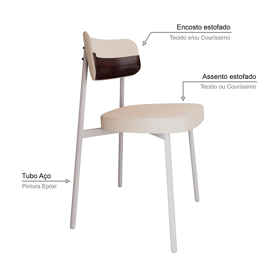 Conjunto com 4 Cadeiras Alloa Polipropileno Palha e Café