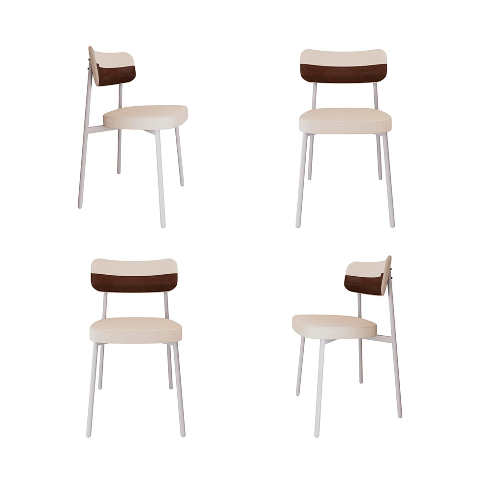 Conjunto com 4 Cadeiras Alloa Polipropileno Palha e Whisky