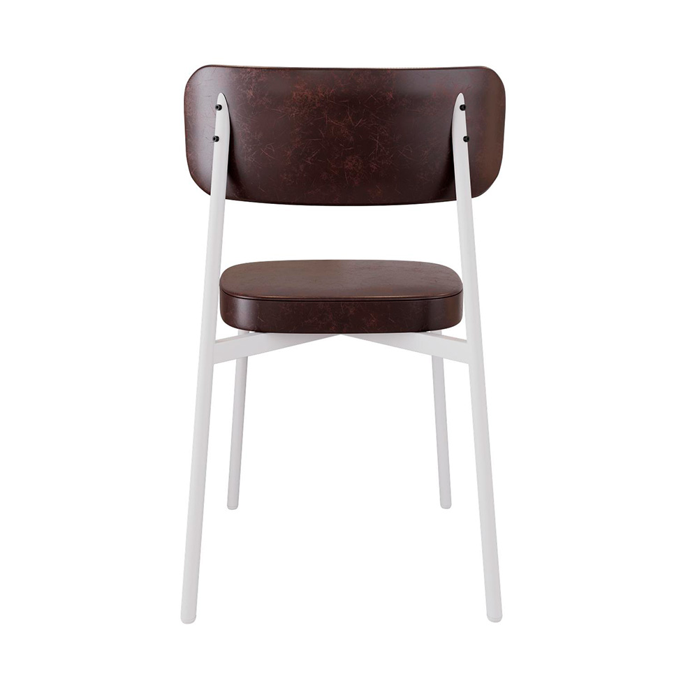 Conjunto com 4 Cadeiras Alloa Revestimento Sintético Café e Branco