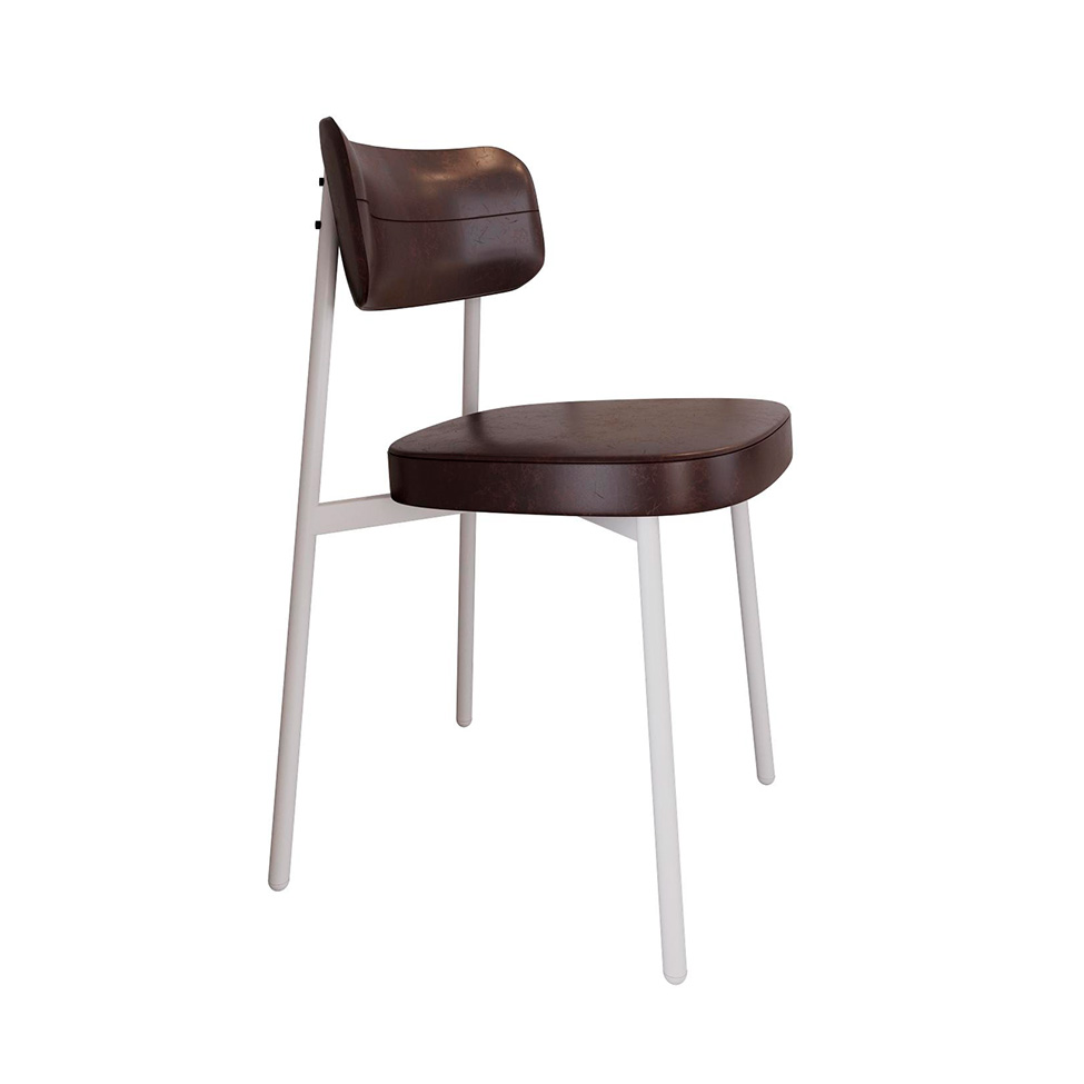 Conjunto com 4 Cadeiras Alloa Revestimento Sintético Café e Branco