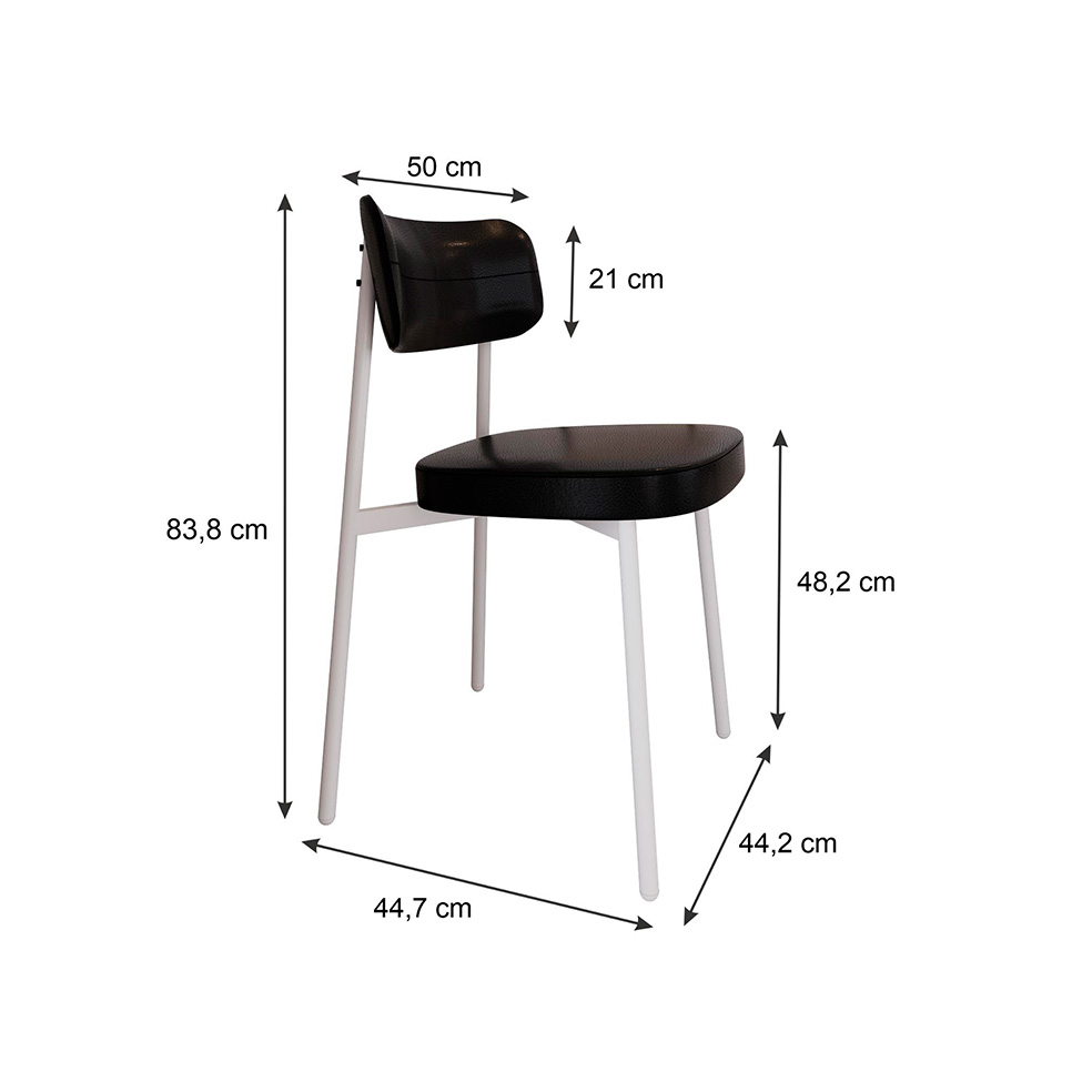 Conjunto com 4 Cadeiras Alloa Revestimento Sintético Preto e Branco