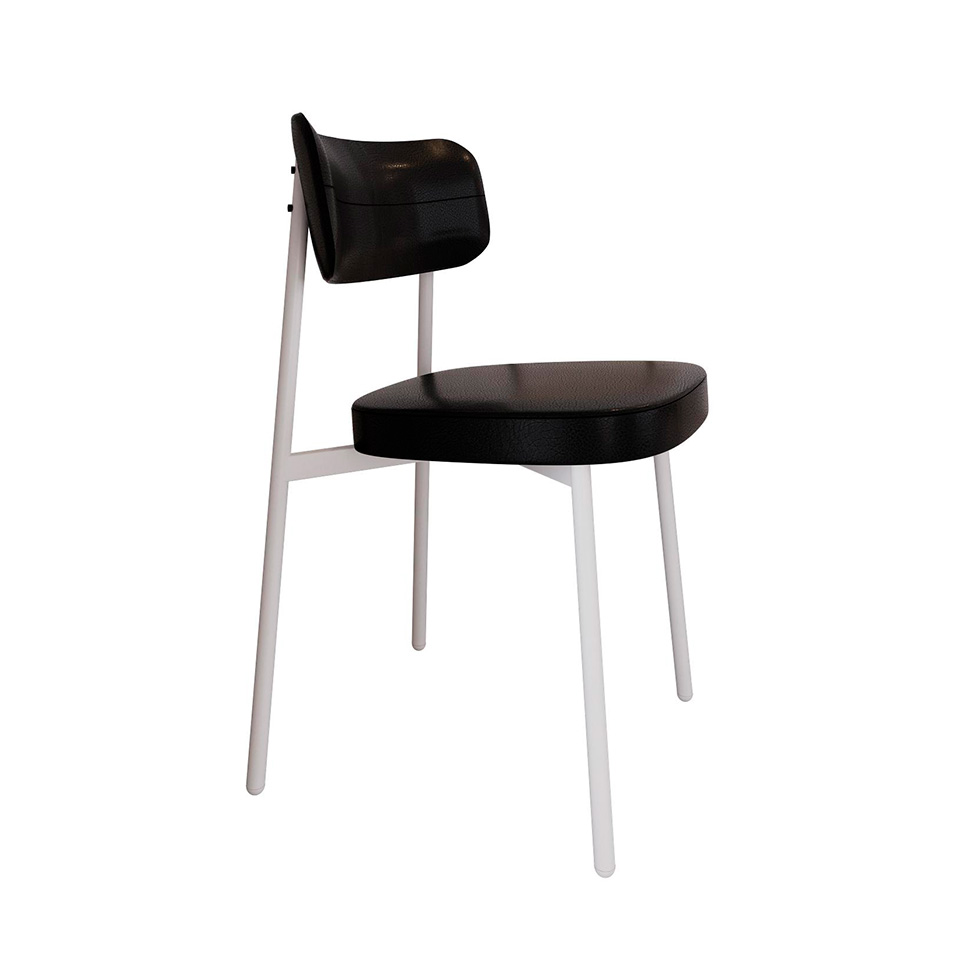 Conjunto com 4 Cadeiras Alloa Revestimento Sintético Preto e Branco