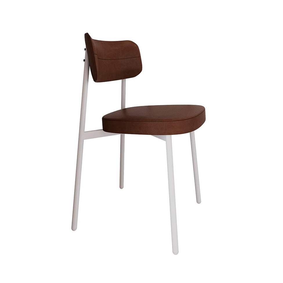 Conjunto com 4 Cadeiras Alloa Revestimento Sintético Whisky e Branco