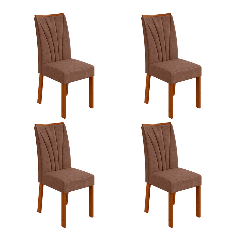 Conjunto com 4 Cadeiras Apogeu Revestimento Sintético Avelã e Frassino