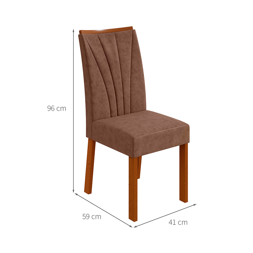 Conjunto com 4 Cadeiras Apogeu Revestimento Sintético Avelã e Frassino