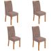 Conjunto com 4 Cadeiras Apogeu Suede Bege e Amêndoa