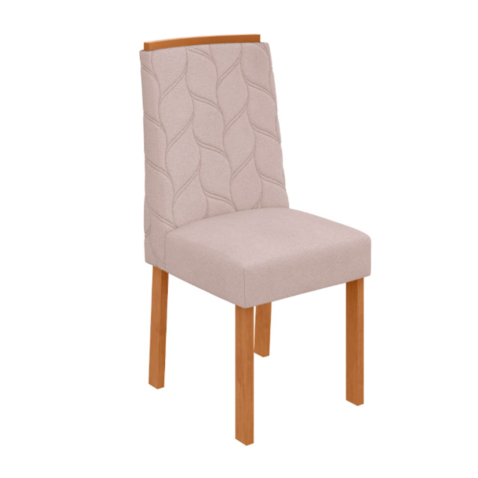 Conjunto com 4 Cadeiras Astrid Bouclé Bege e Amêndoa