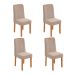 Conjunto com 4 Cadeiras Astrid Linho Bege e Amêndoa