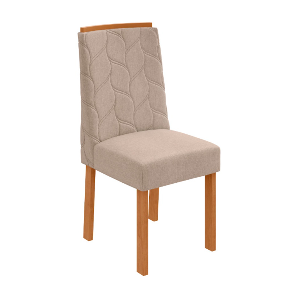 Conjunto com 4 Cadeiras Astrid Linho Bege e Amêndoa