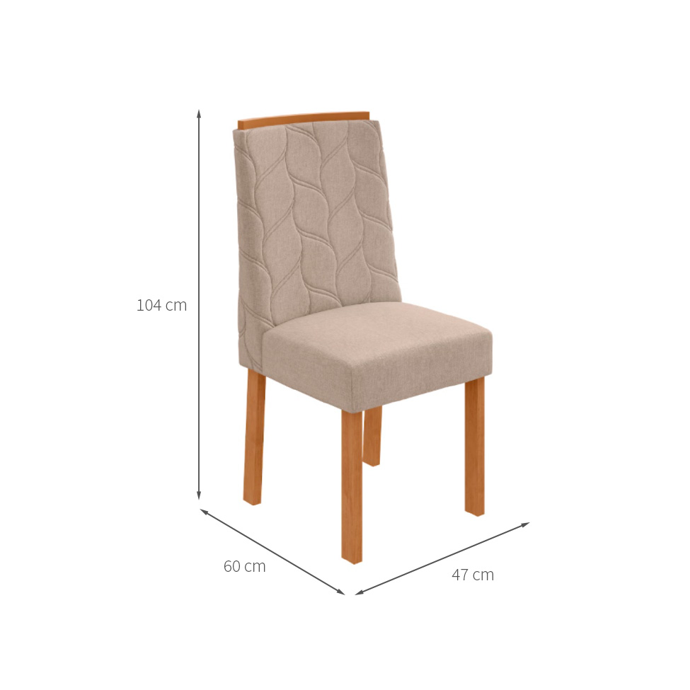 Conjunto com 4 Cadeiras Astrid Linho Bege e Amêndoa