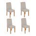 Conjunto com 4 Cadeiras Astrid Linho Cinza e Amêndoa