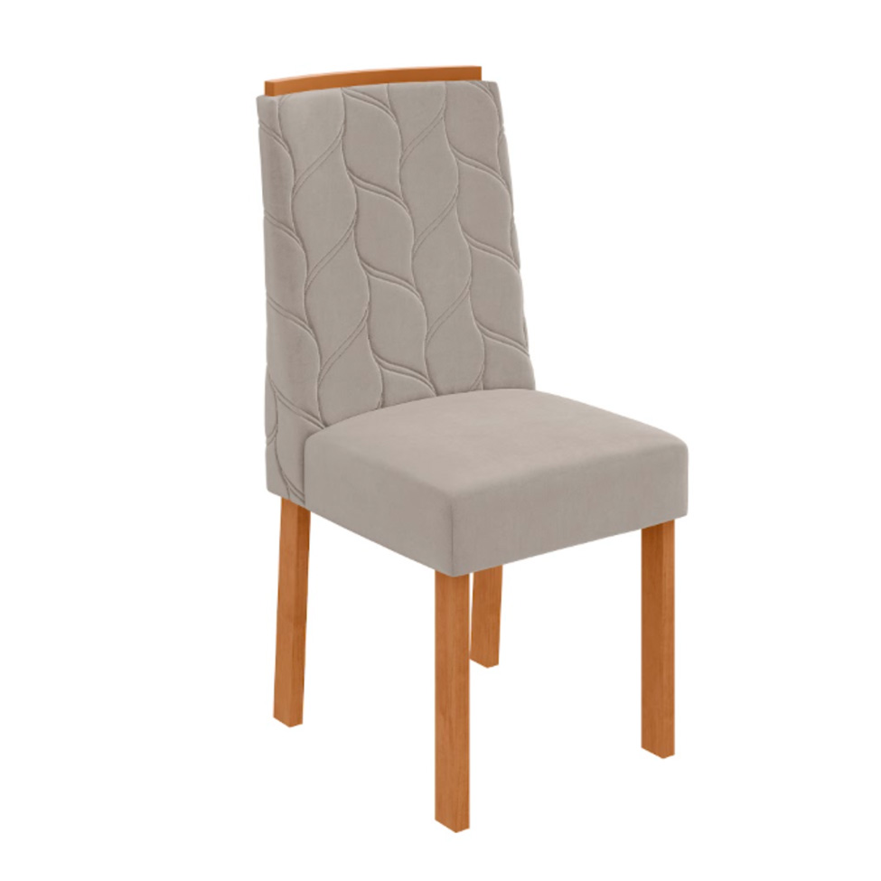 Conjunto com 4 Cadeiras Astrid Veludo Capuccino e Amêndoa