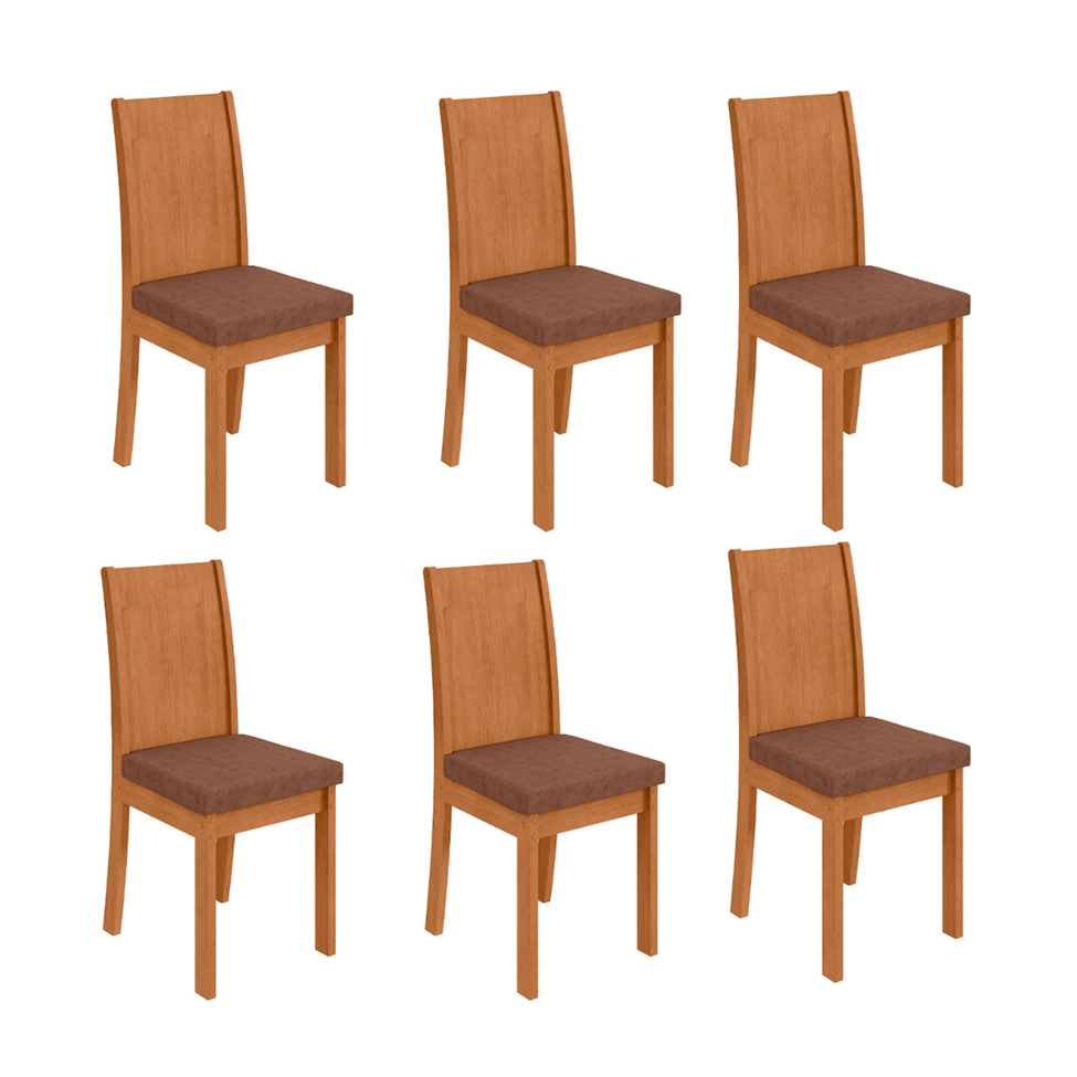 Conjunto com 4 Cadeiras Astrid Veludo Creme e Amêndoa