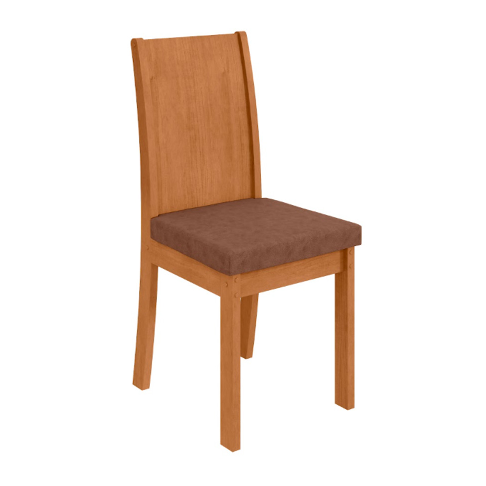 Conjunto com 4 Cadeiras Astrid Veludo Creme e Amêndoa