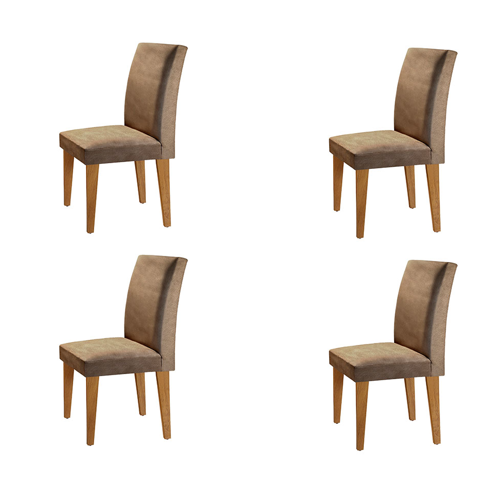 Conjunto com 4 Cadeiras Atenas Suede Animalle Chocolate e Capuccino
