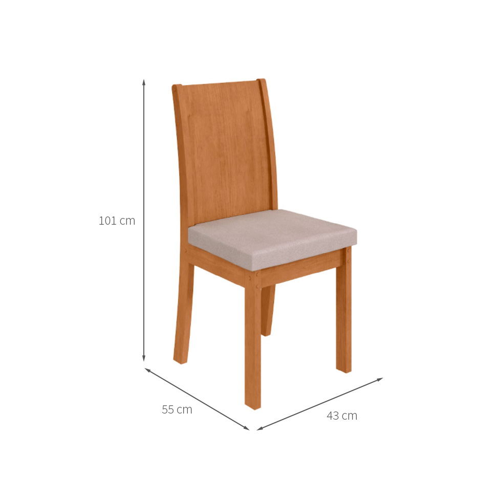 Conjunto com 4 Cadeiras Athenas Bouclé Bege e Amêndoa