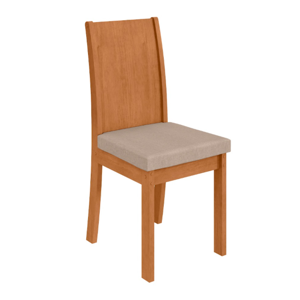 Conjunto com 4 Cadeiras Athenas Linho Bege e Amêndoa