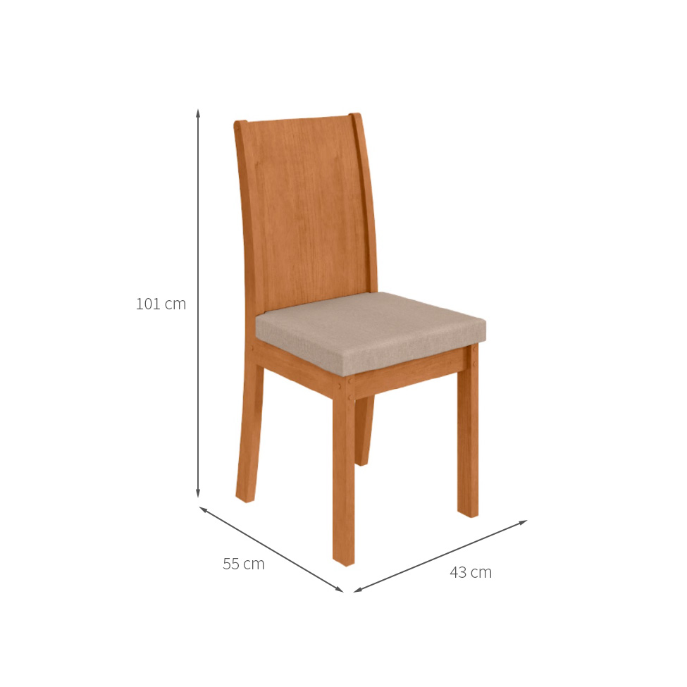 Conjunto com 4 Cadeiras Athenas Linho Bege e Amêndoa