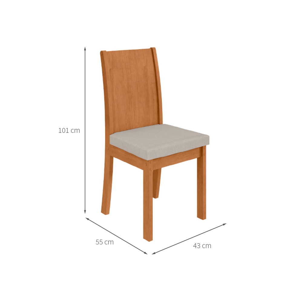 Conjunto com 4 Cadeiras Athenas Linho Cinza e Amêndoa